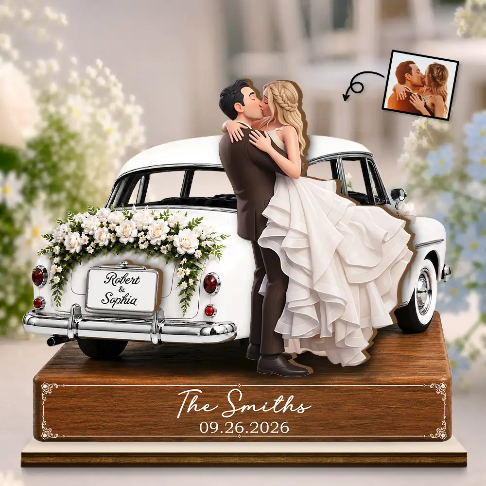 Custom Photo Cartoon Portrait Couples Wedding Engaged Bachelor Party - Personalized Custom Shaped Wooden Plaque