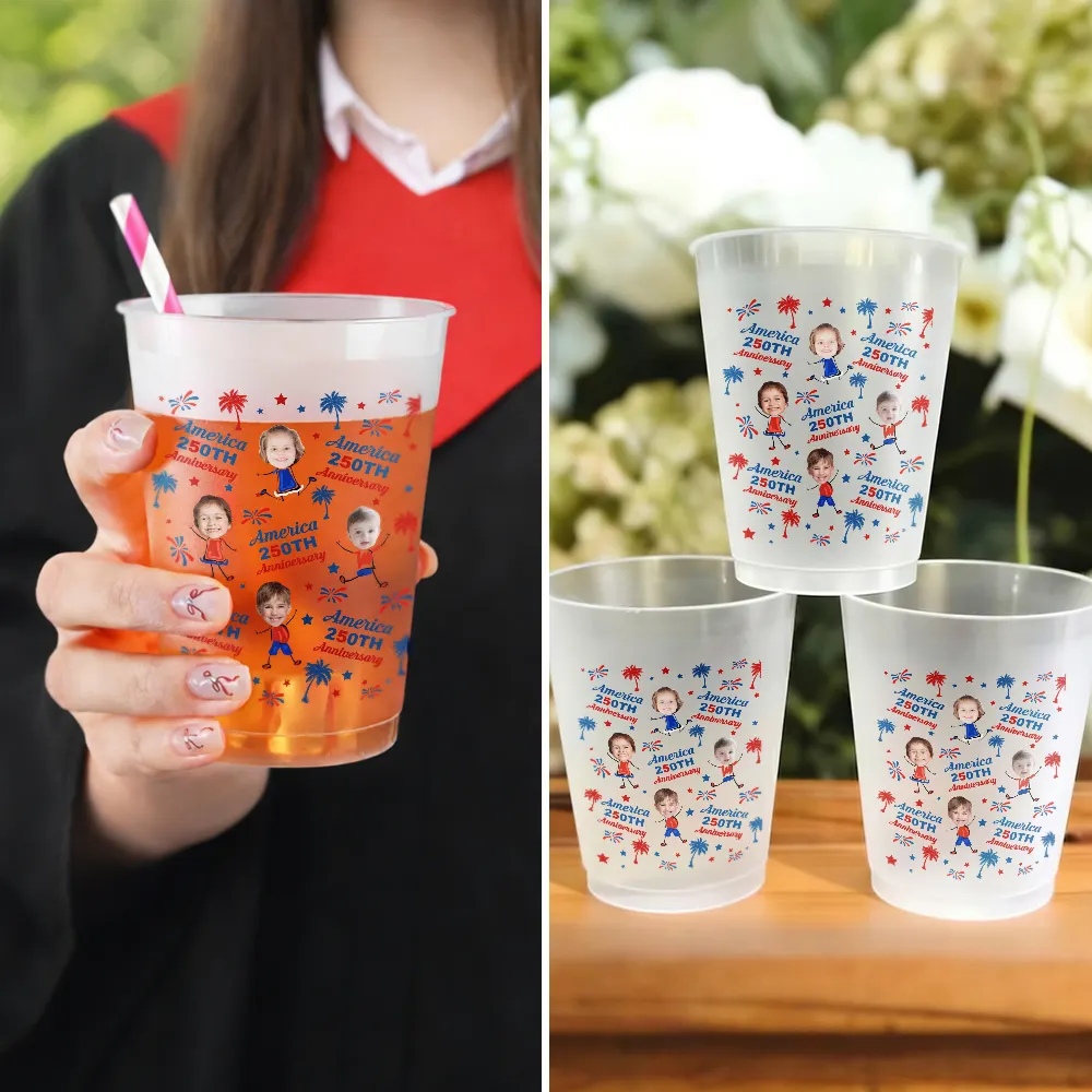 Custom Photo Celebrating A250 Party Family Party - Personalized Frosted Cups