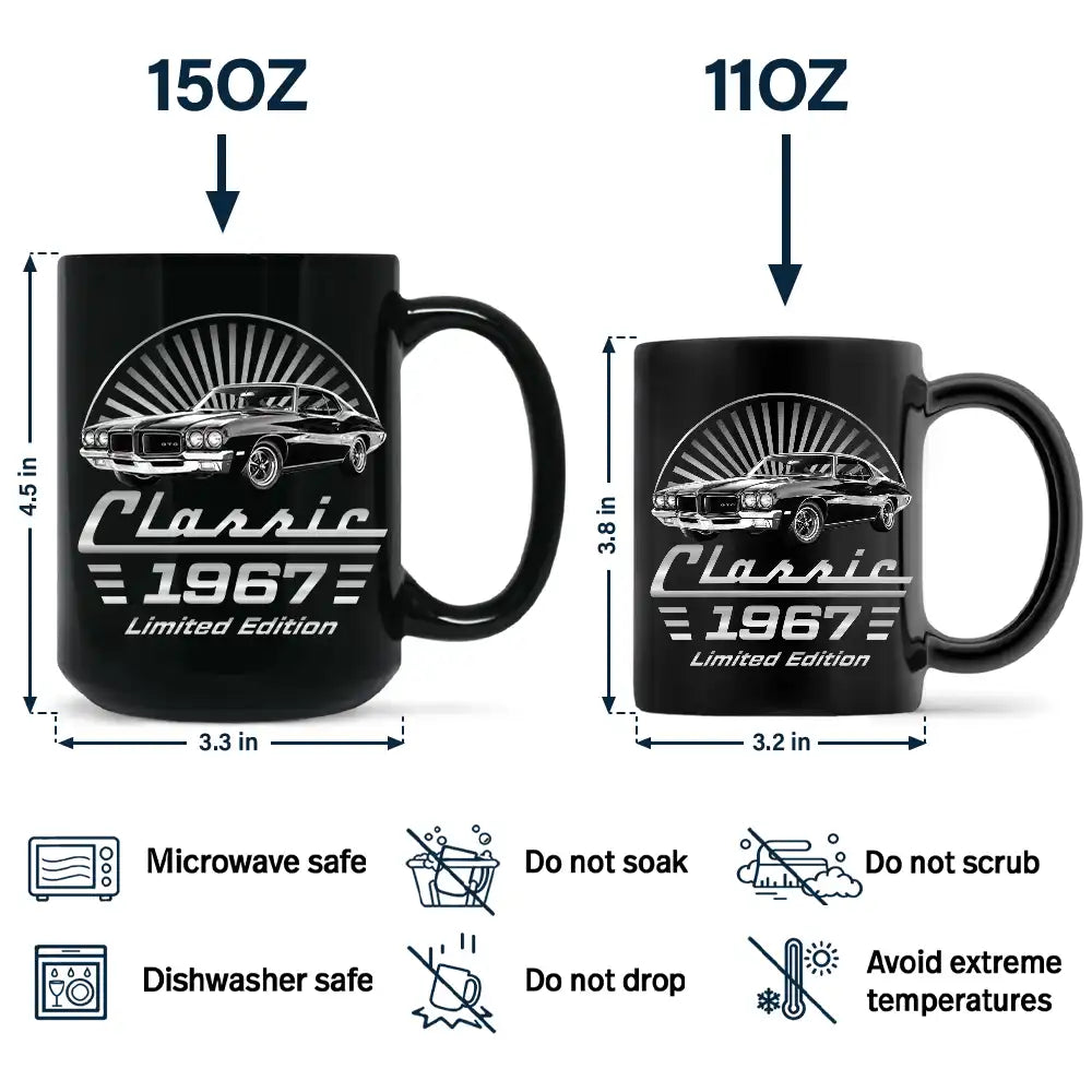 Custom Photo Classic Car Limited Edition - Personalized Black Mug
