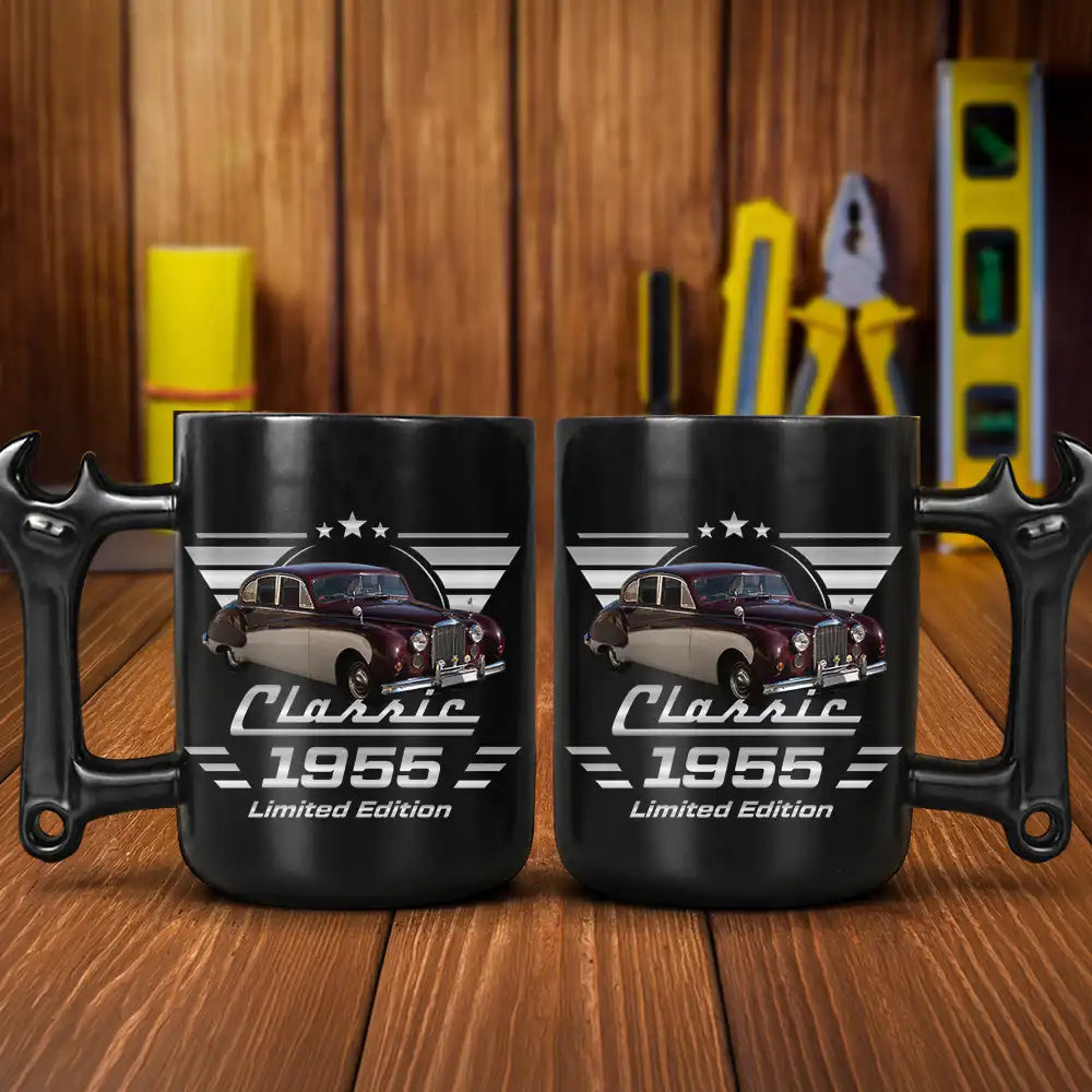 Custom Photo Classic Car Limited Edition - Personalized Wrench Shaped Handle Mug