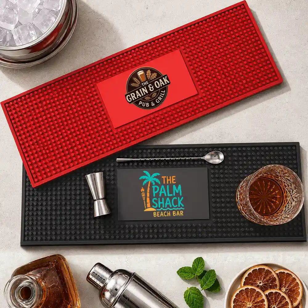 Custom Photo Cocktail Bar Lounge Restaurant Logo - Personalized Bar Mat