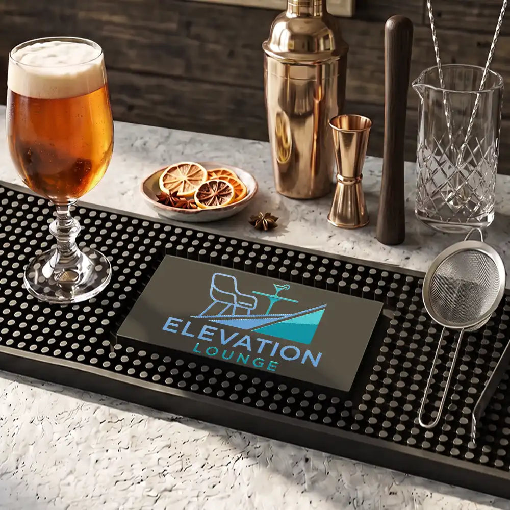 Custom Photo Cocktail Bar Lounge Restaurant Logo - Personalized Bar Mat