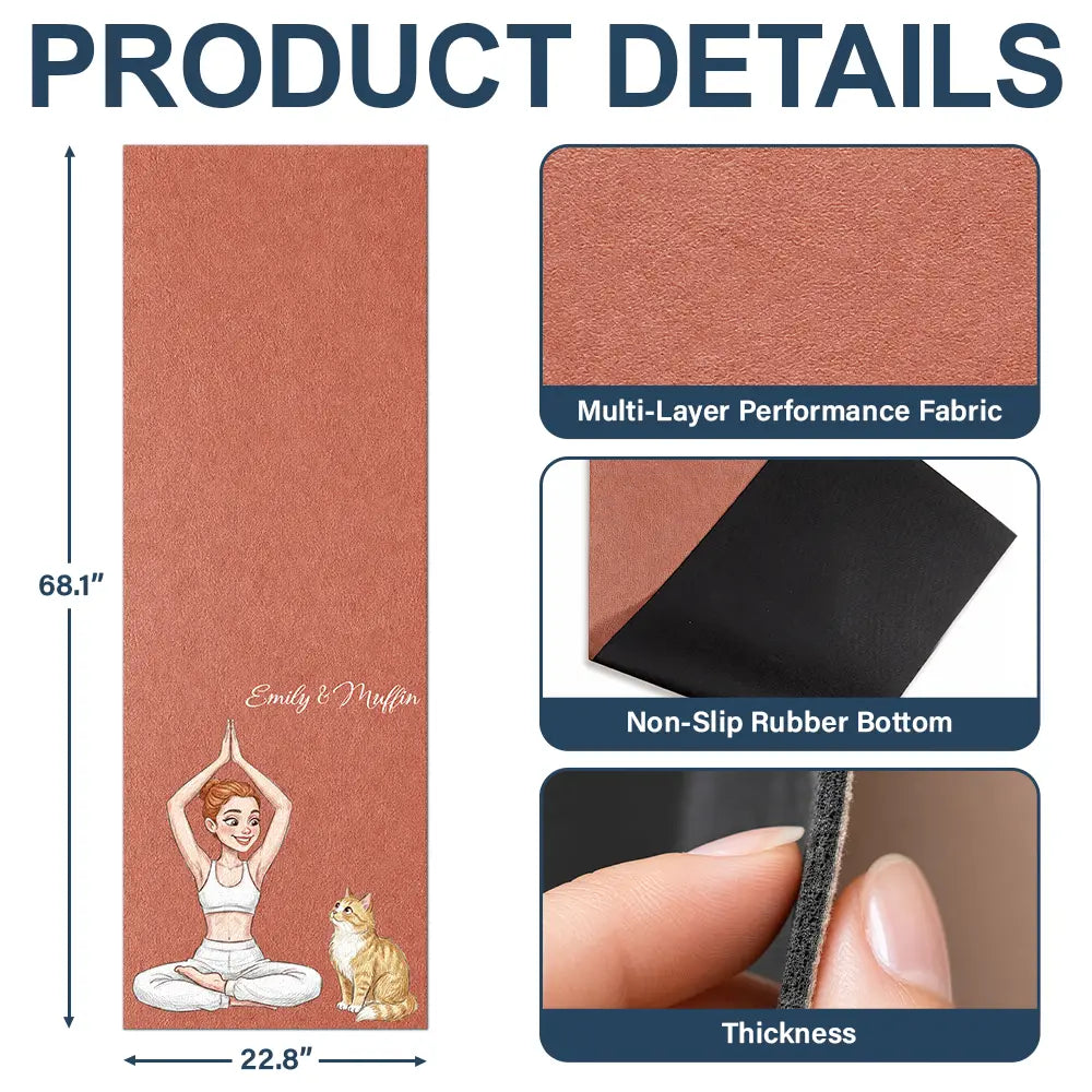 Custom Photo Colored Pencil Sketch Dog Cat Pet Portrait - Personalized Yoga Mat