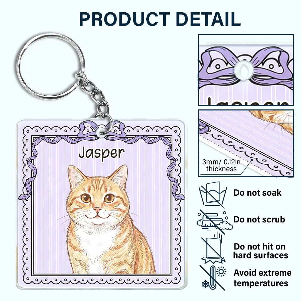 Custom Photo Colored Pencil Sketch Funny Dog Cat Pet - Personalized Acrylic Keychain