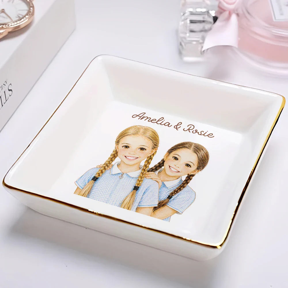 Custom Photo Colored Pencil Sketch Funny Dog Cat - Personalized Ring Dish