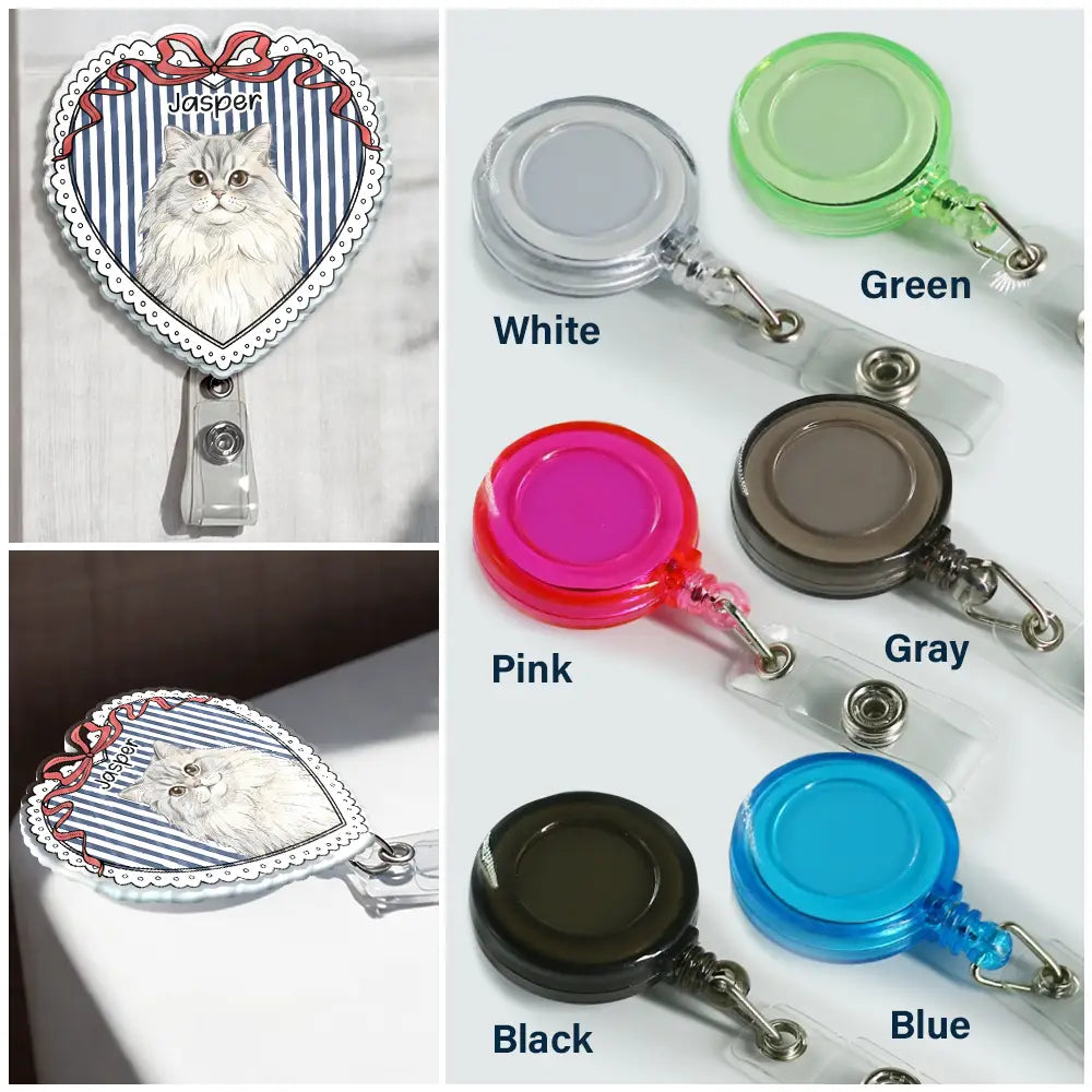 Custom Photo Colored Pencil Sketch Vintage Dog Cat Pet - Personalized Badge Reel