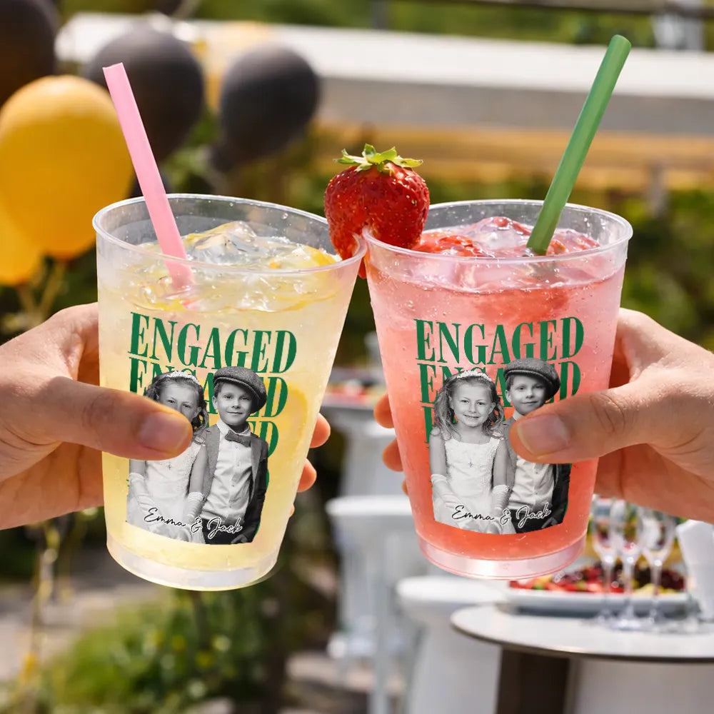 Custom Photo Couple Married Engaged - Personalized Frosted Cups