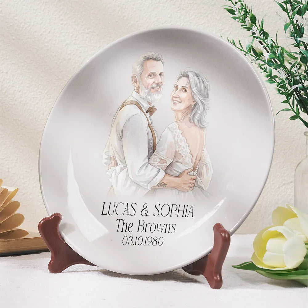 Custom Photo Couples Wedding Engaged Bachelor Party - Personalized Ceramic Plate