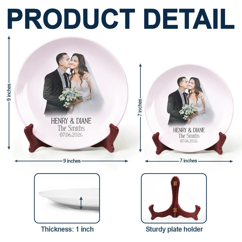 Custom Photo Couples Wedding Engaged Bachelor Party - Personalized Ceramic Plate