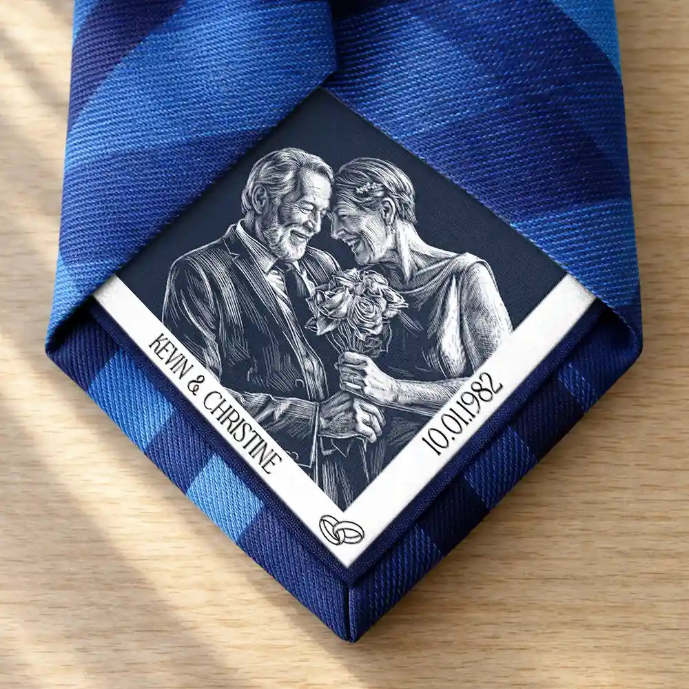 Custom Photo Couples Wedding Engaged Bachelor Party - Personalized Fabric Tie Patch