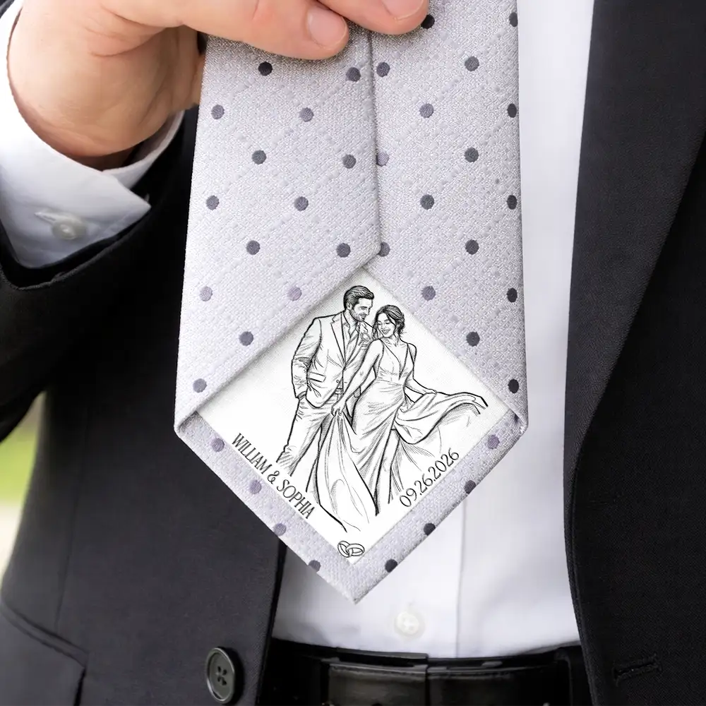 Custom Photo Couples Wedding Engaged Bachelor Party - Personalized Fabric Tie Patch