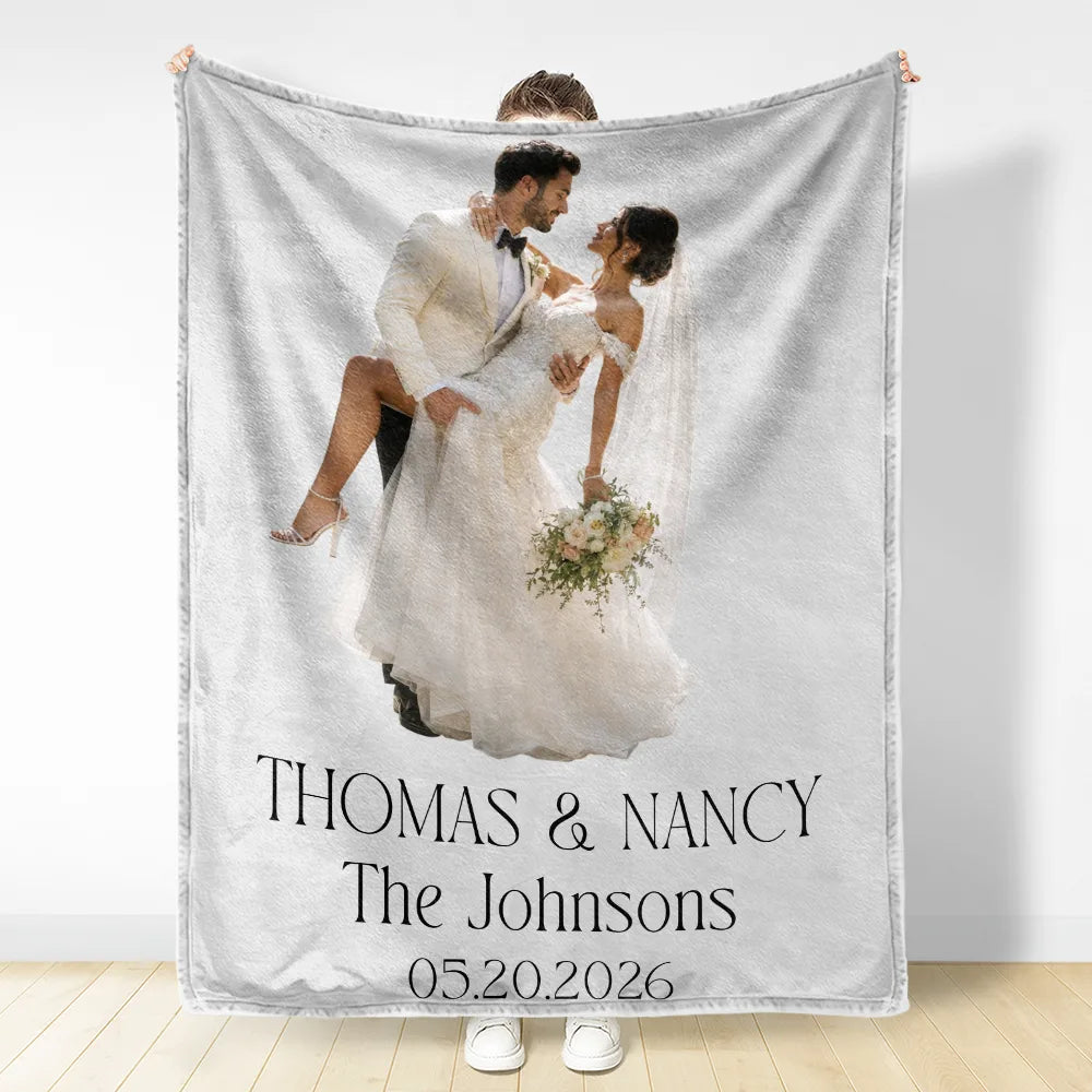 Custom Photo Couples Wedding Engaged Bachelor Party - Personalized Fleece Blanket, Sherpa Blanket