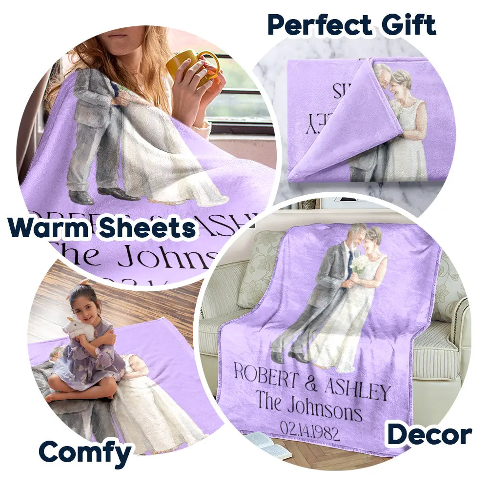 Custom Photo Couples Wedding Engaged Bachelor Party - Personalized Fleece Blanket, Sherpa Blanket