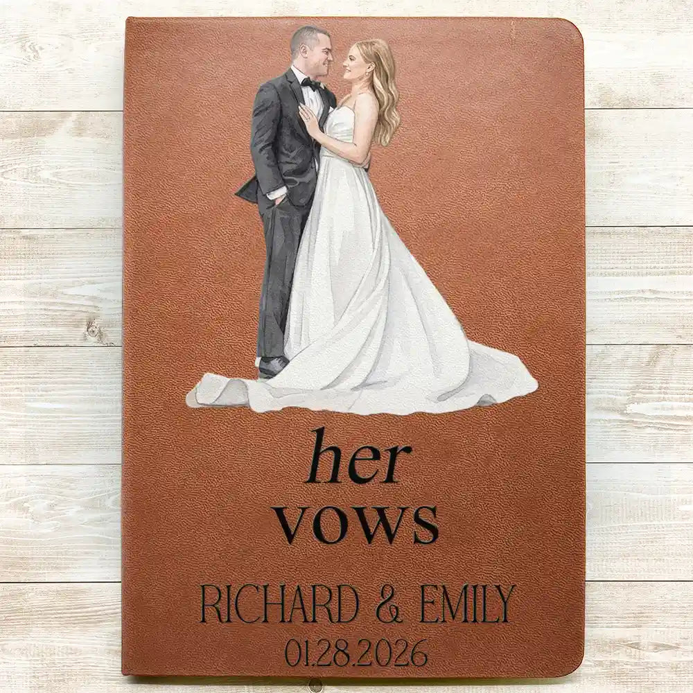Custom Photo Couples Wedding Engaged Bachelor Party - Personalized Leather Journal