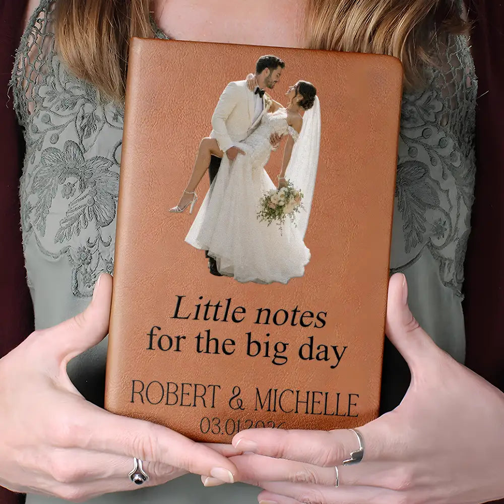 Custom Photo Couples Wedding Engaged Bachelor Party - Personalized Leather Journal