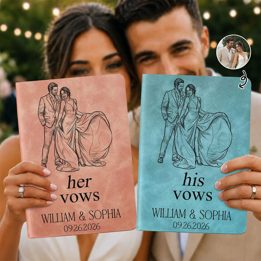 Custom Photo Couples Wedding Engaged Bachelor Party - Personalized Leather Journal