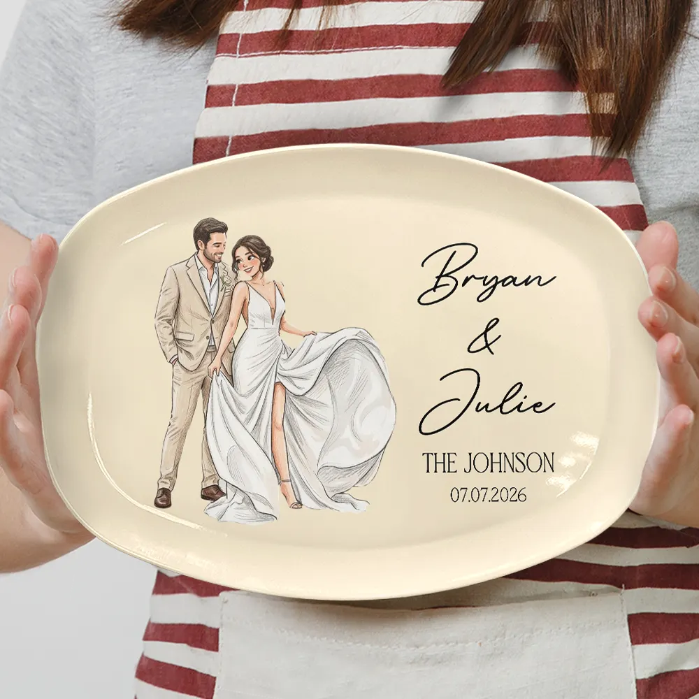 Custom Photo Couples Wedding Engaged Bachelor Party - Personalized Plate