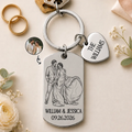 Custom Photo Couples Wedding Engaged Bachelor Party - Personalized Stainless Steel Keychain