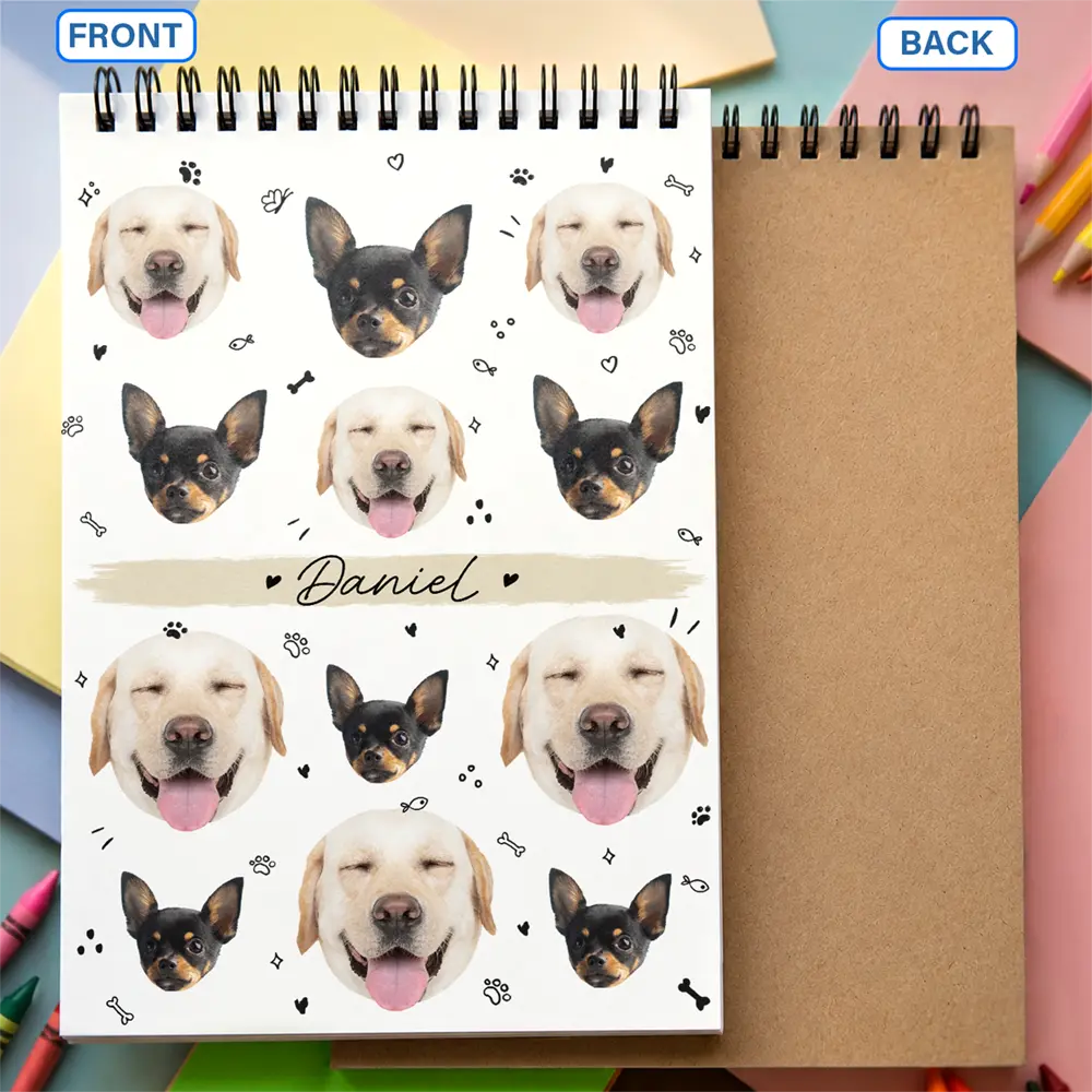Custom Photo Dog Cat Family Portrait - Personalized Sketchbook