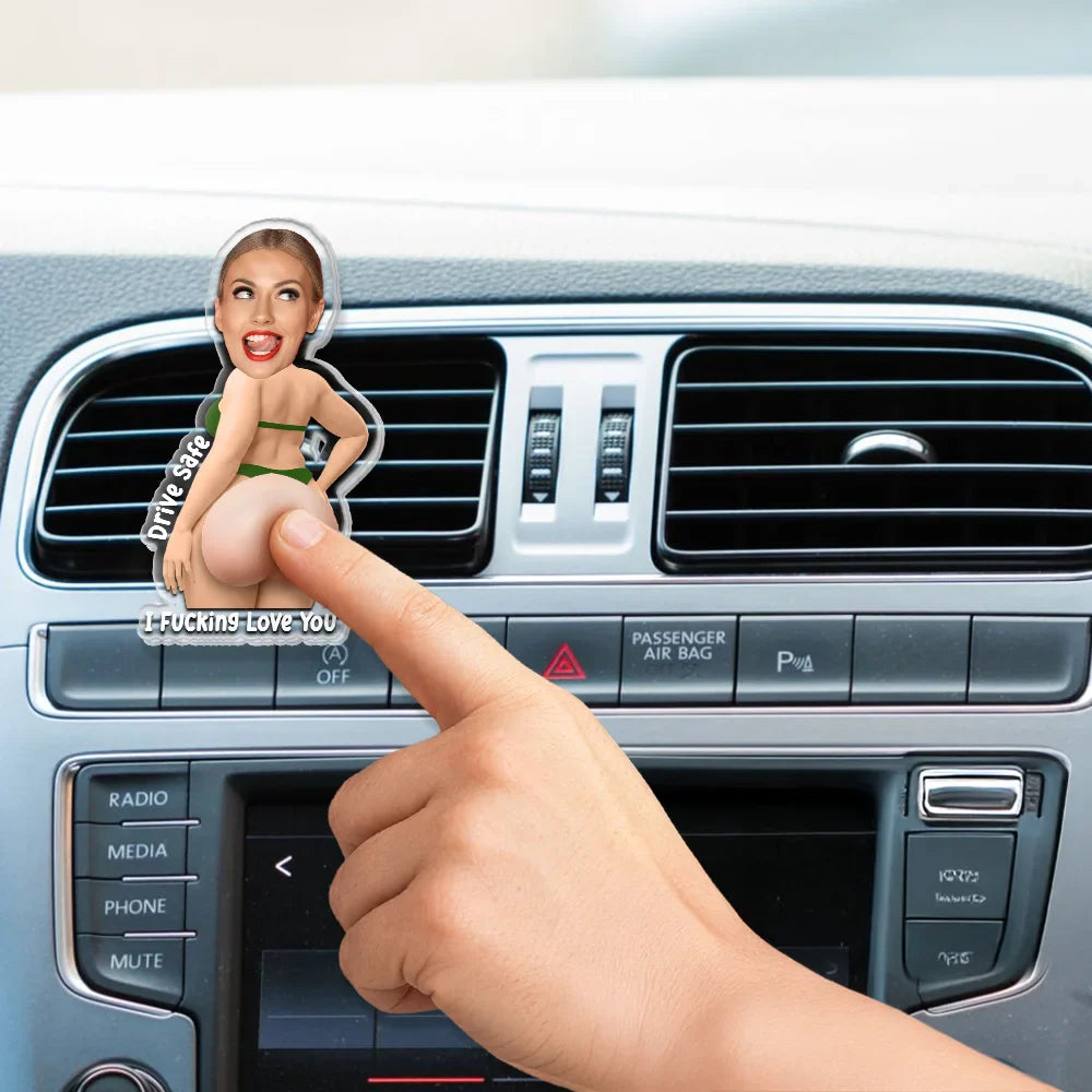 Custom Photo Drive Safe I Love You - Personalized Squishy Acrylic Car Vent Clip