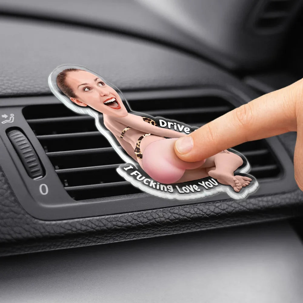 Custom Photo Drive Safe I Love You - Personalized Squishy Acrylic Car Vent Clip