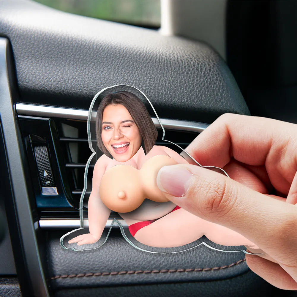 Custom Photo Drive Safe I Freaking Love You - Personalized Squishy Acrylic Car Vent Clip
