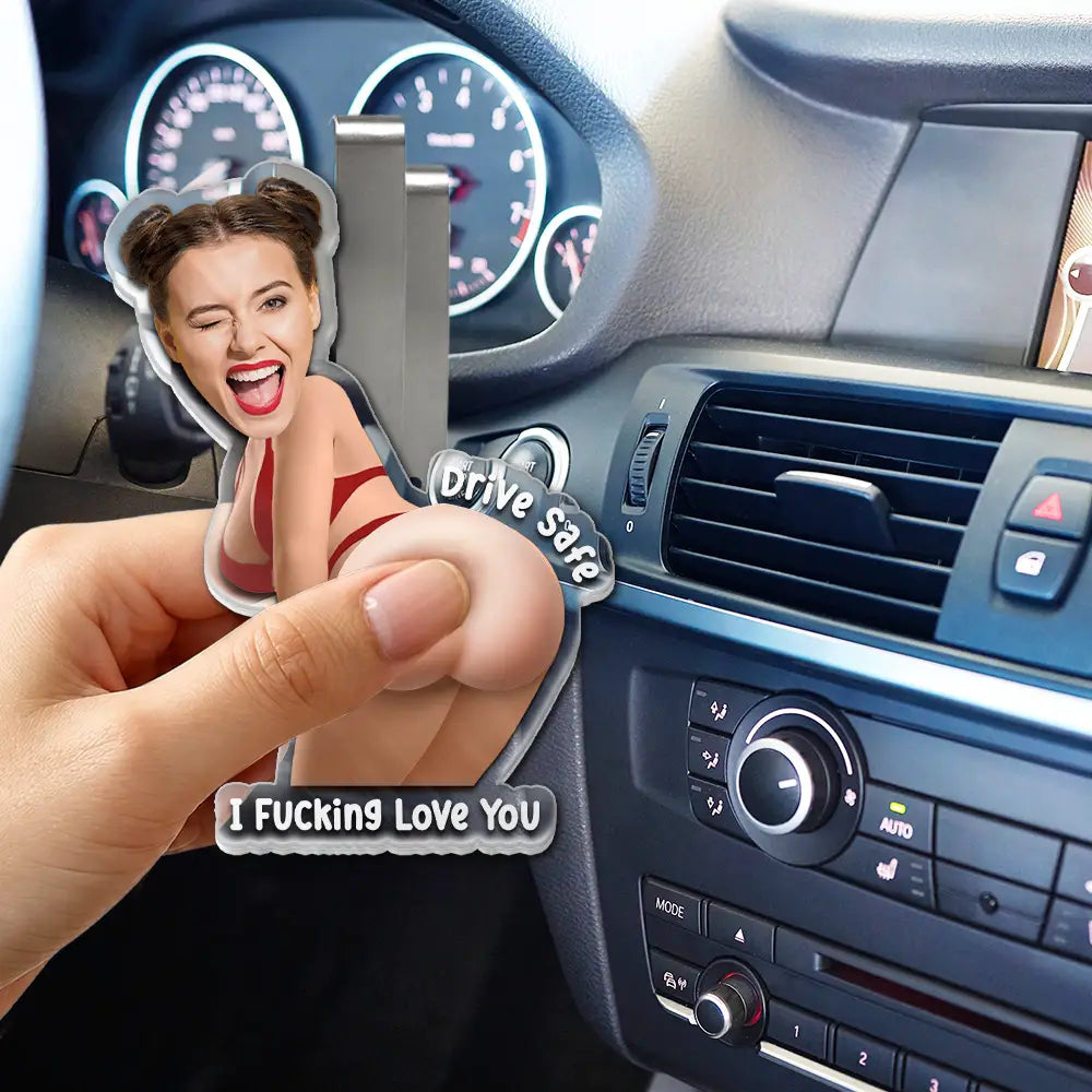 Custom Photo Drive Safe I Love You - Personalized Squishy Acrylic Car Visor Clip