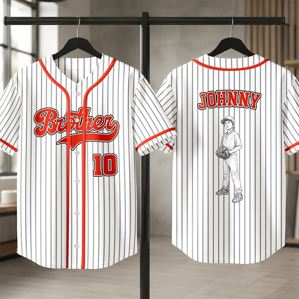 Custom Photo Pencil Sketch Art Family Mommy Daddy Baseball - Personalized Baseball Jersey Shirt