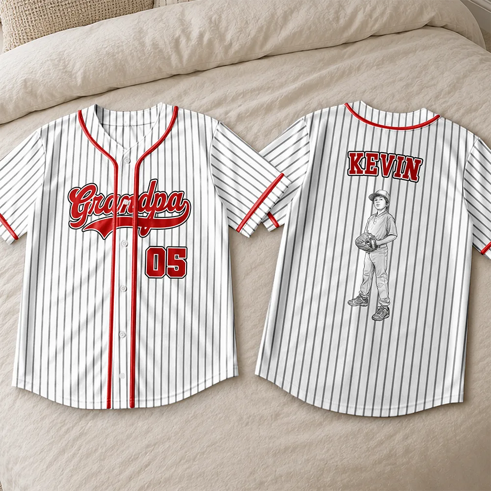 Custom Photo Pencil Sketch Art Family Mommy Daddy Baseball - Personalized Baseball Jersey Shirt