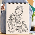 Custom Photo Family Kids Pets Pencil Sketch - Personalized Sketchbook