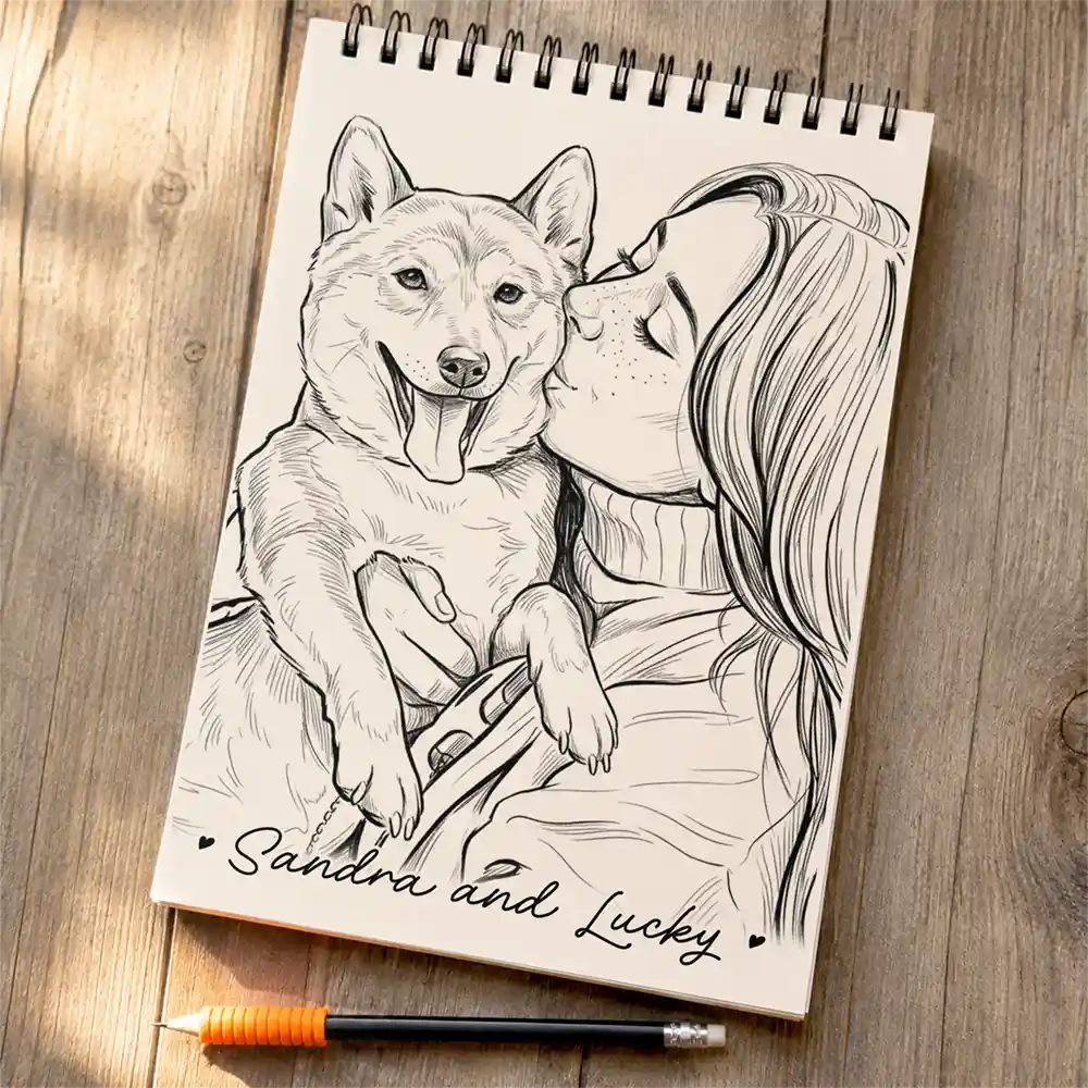 Custom Photo Family Kids Pets Pencil Sketch - Personalized Sketchbook