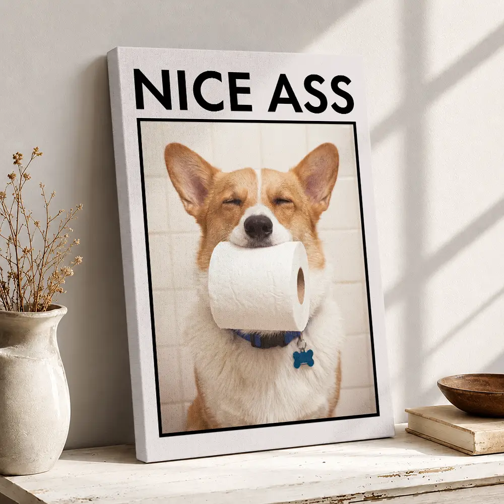 Custom Photo Funny Bathroom Pet Nice Butt Are You Pooping Toilet Dog Cat - Personalized Poster