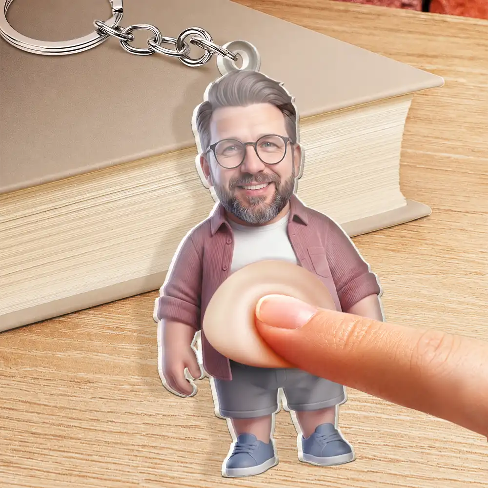 Custom Photo Funny Belly Character Family Member - Personalized Squishy Acrylic Keychain