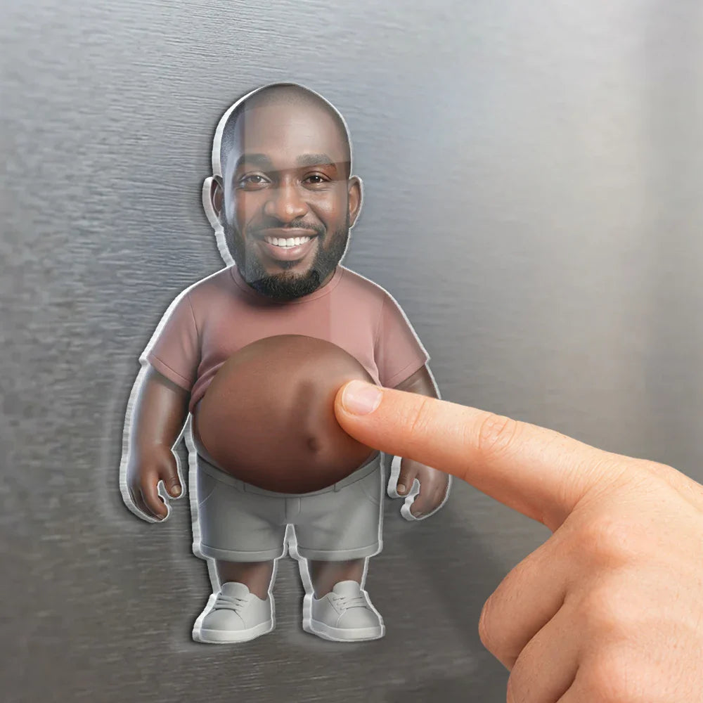 Custom Photo Funny Belly Character Family Members - Personalized Squishy Acrylic Fridge Magnet