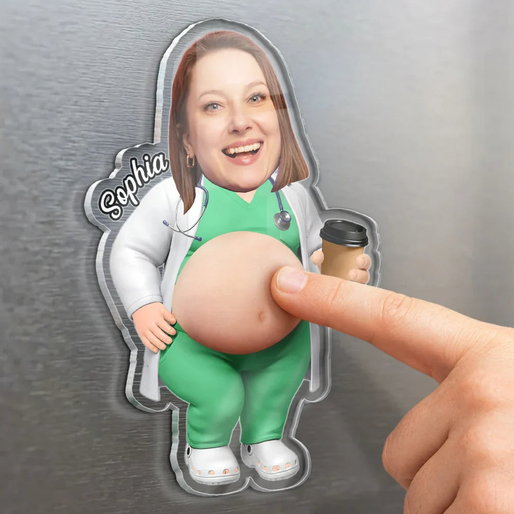 Custom Photo Funny Belly Healthcare Heroes - Personalized Squishy Acrylic Fridge Magnet