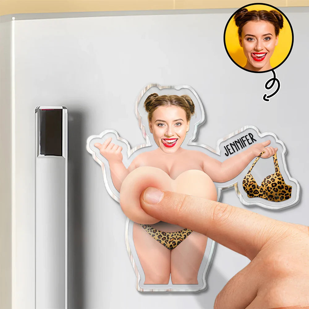 Custom Photo Funny Come On Baby - Personalized Squishy Acrylic Fridge Magnet
