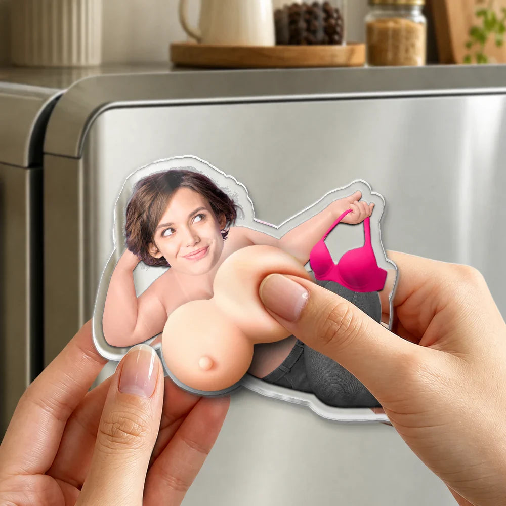 Custom Photo Funny Come On Baby - Personalized Squishy Acrylic Fridge Magnet