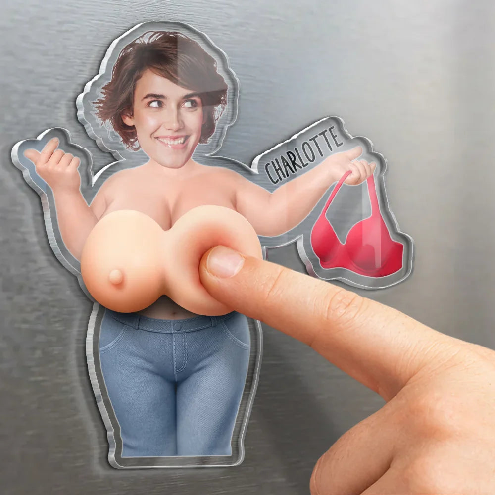 Custom Photo Funny Come On Baby - Personalized Squishy Acrylic Fridge Magnet
