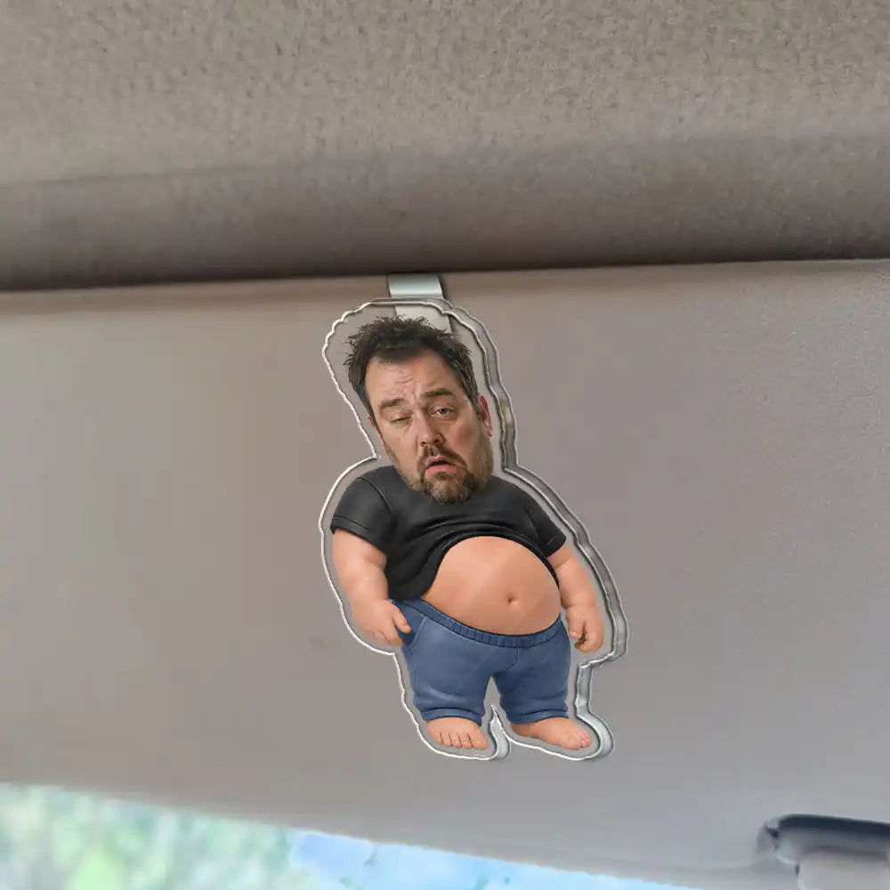 Custom Photo Funny Dad Bod Belly - Personalized Custom Shaped Acrylic Car Visor Clip