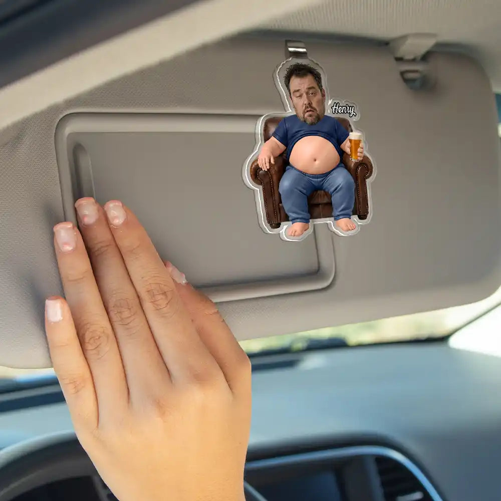 Custom Photo Funny Dad Bod Belly - Personalized Custom Shaped Acrylic Car Visor Clip
