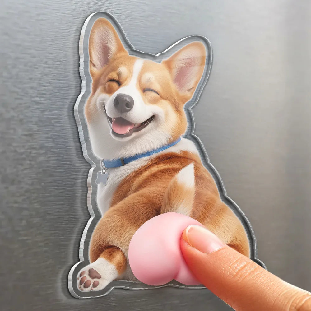 Custom Photo Funny Dog Cat Pet Butt - Personalized Squishy Acrylic Fridge Magnet