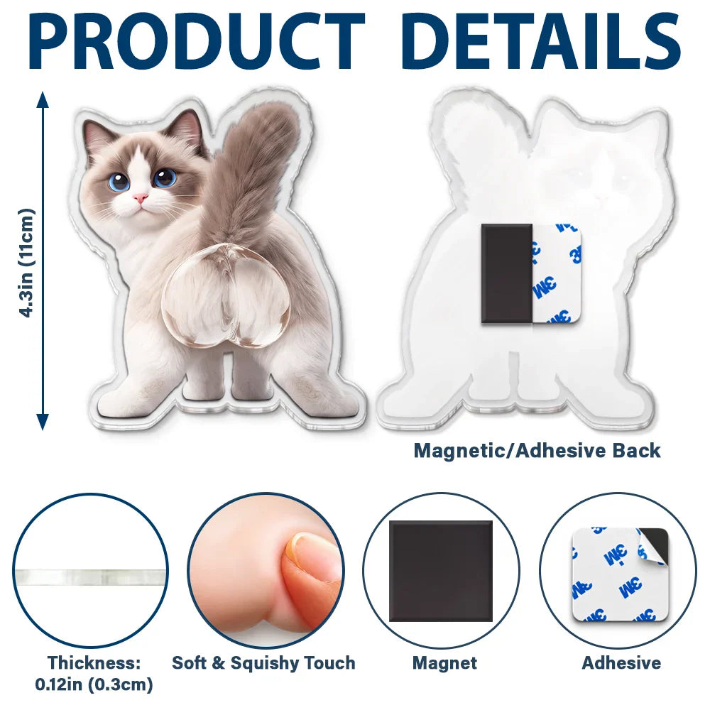Custom Photo Funny Dog Cat Pet Butt - Personalized Squishy Acrylic Fridge Magnet
