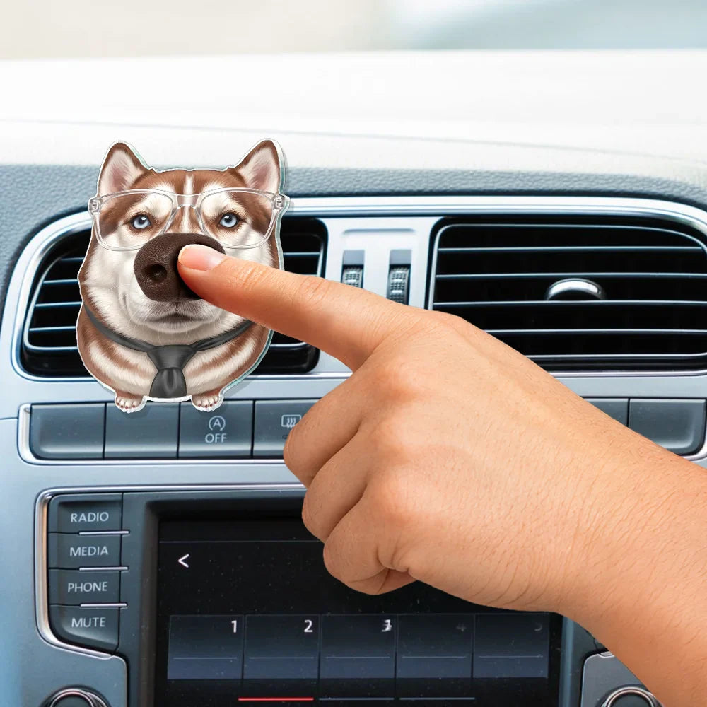 Custom Photo Funny Dog Nose - Personalized Squishy Acrylic Car Vent Clip