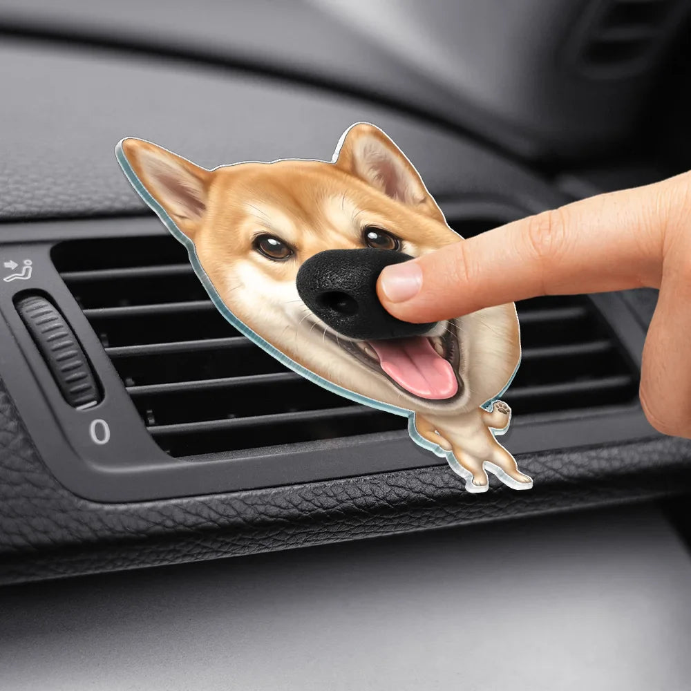Custom Photo Funny Dog Nose - Personalized Squishy Acrylic Car Vent Clip
