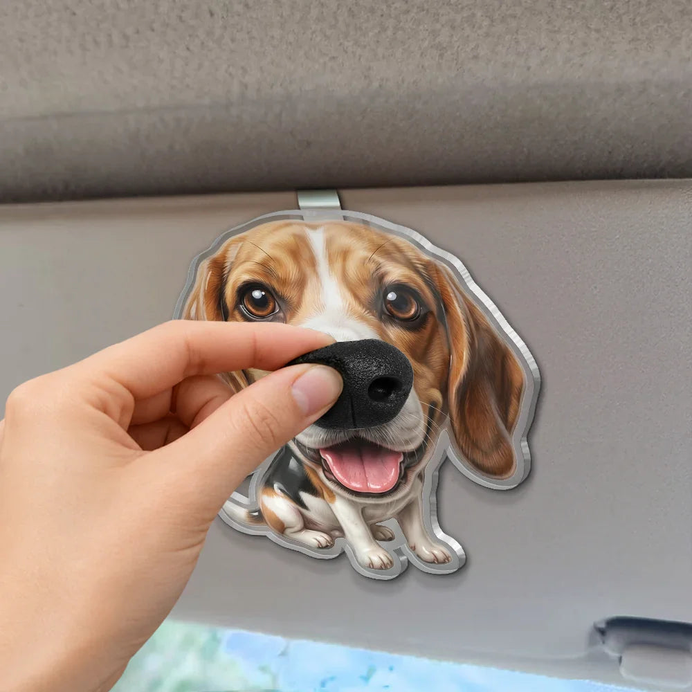 Custom Photo Funny Dog Nose - Personalized Squishy Acrylic Car Visor Clip