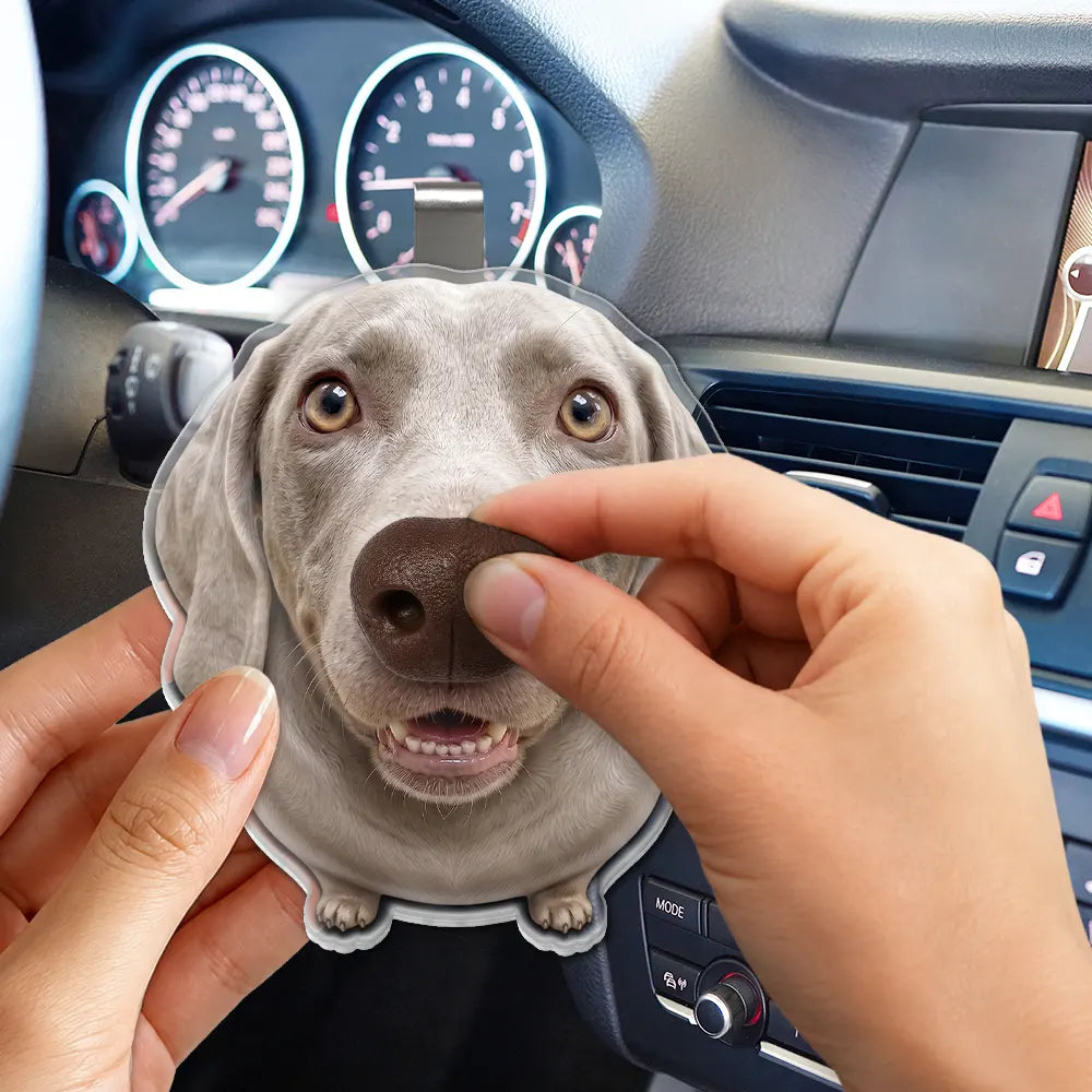 Custom Photo Funny Dog Nose - Personalized Squishy Acrylic Car Visor Clip