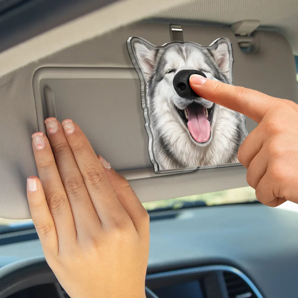 Custom Photo Funny Dog Nose - Personalized Squishy Acrylic Car Visor Clip