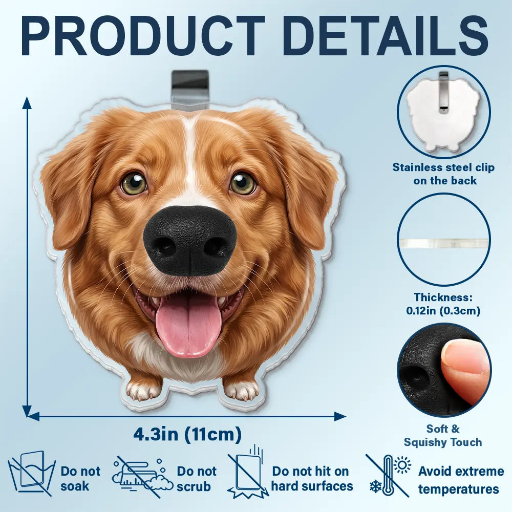 Custom Photo Funny Dog Nose - Personalized Squishy Acrylic Car Visor Clip
