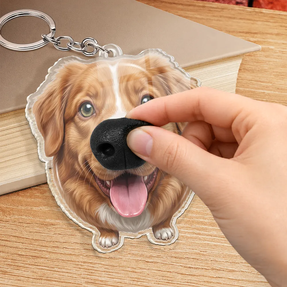 Custom Photo Funny Dog Nose - Personalized Squishy Acrylic Keychain