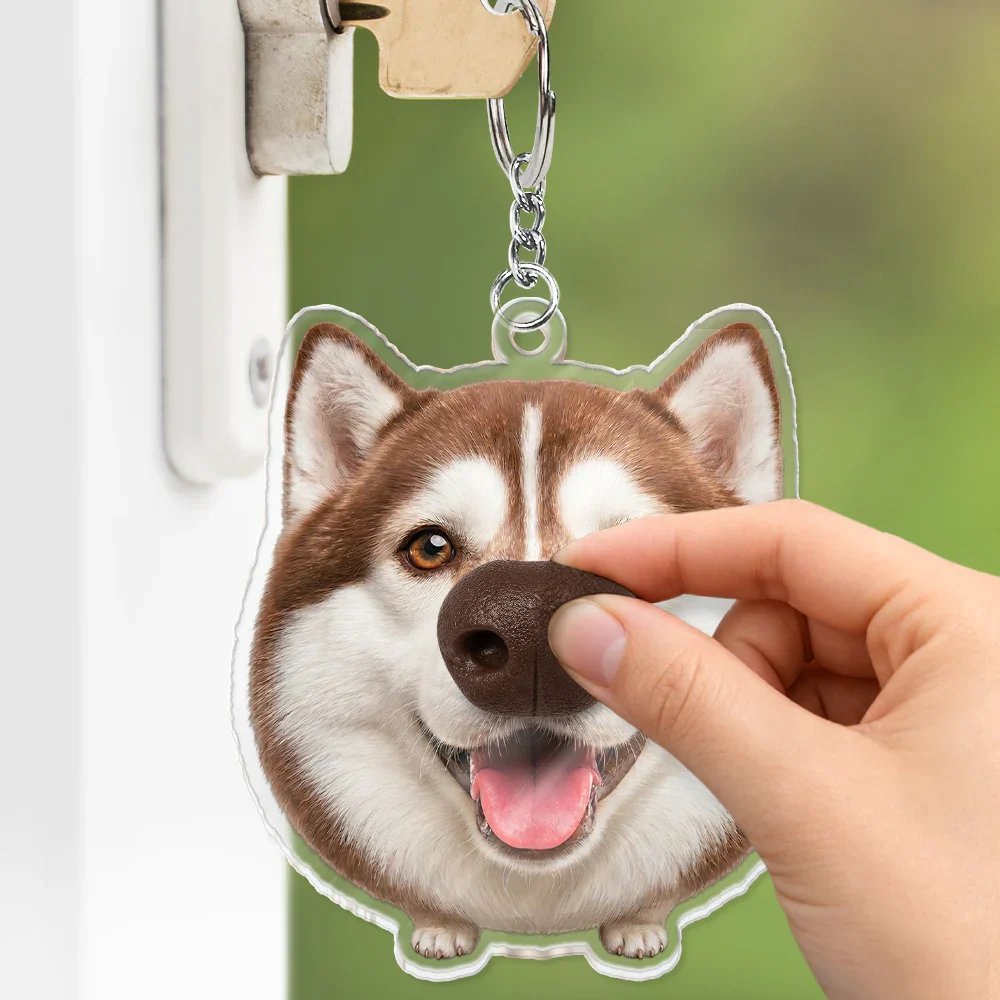 Custom Photo Funny Dog Nose - Personalized Squishy Acrylic Keychain